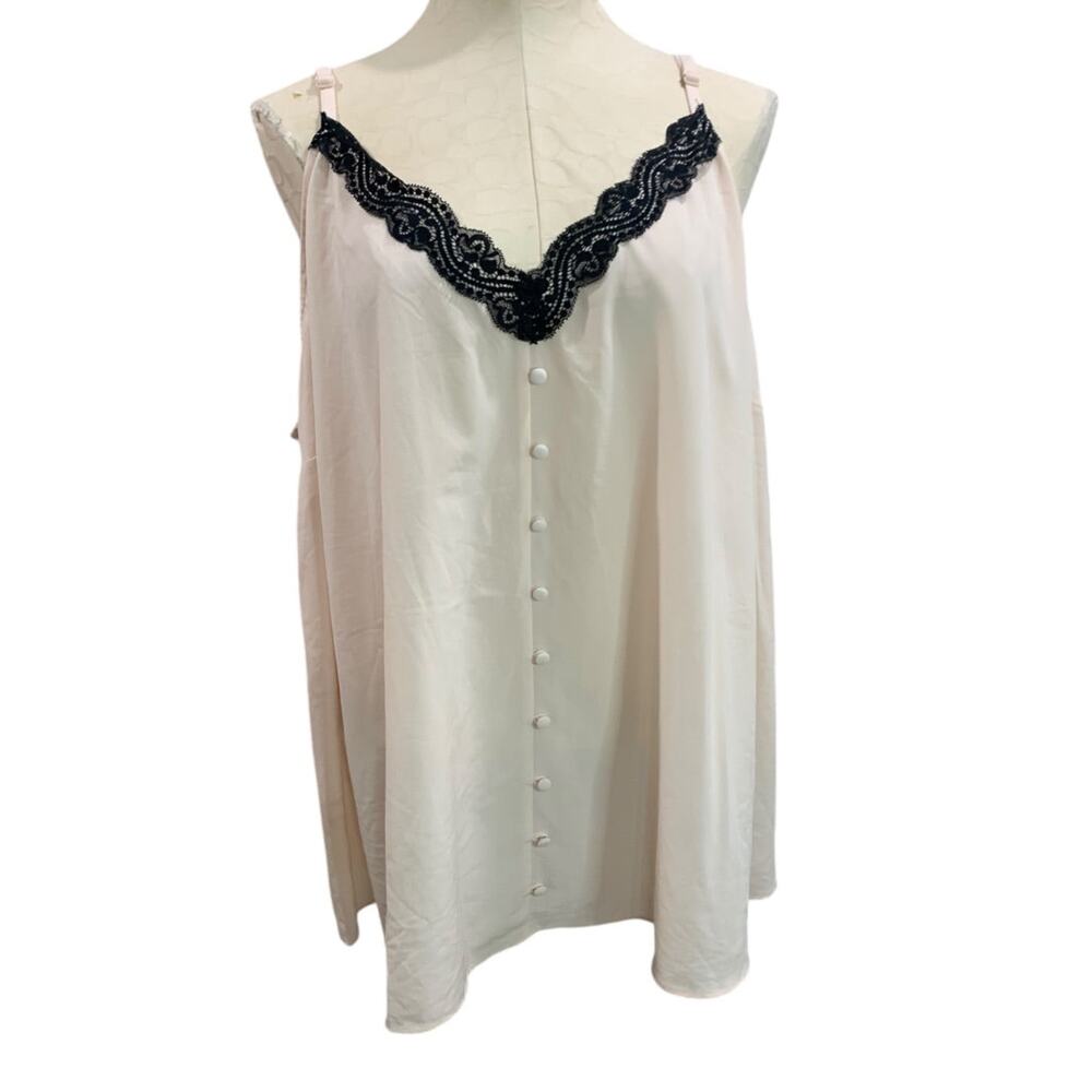 3X Torrid Woman Blush Pink Cami Black Lace V-Neck Cami Camisole Shirt